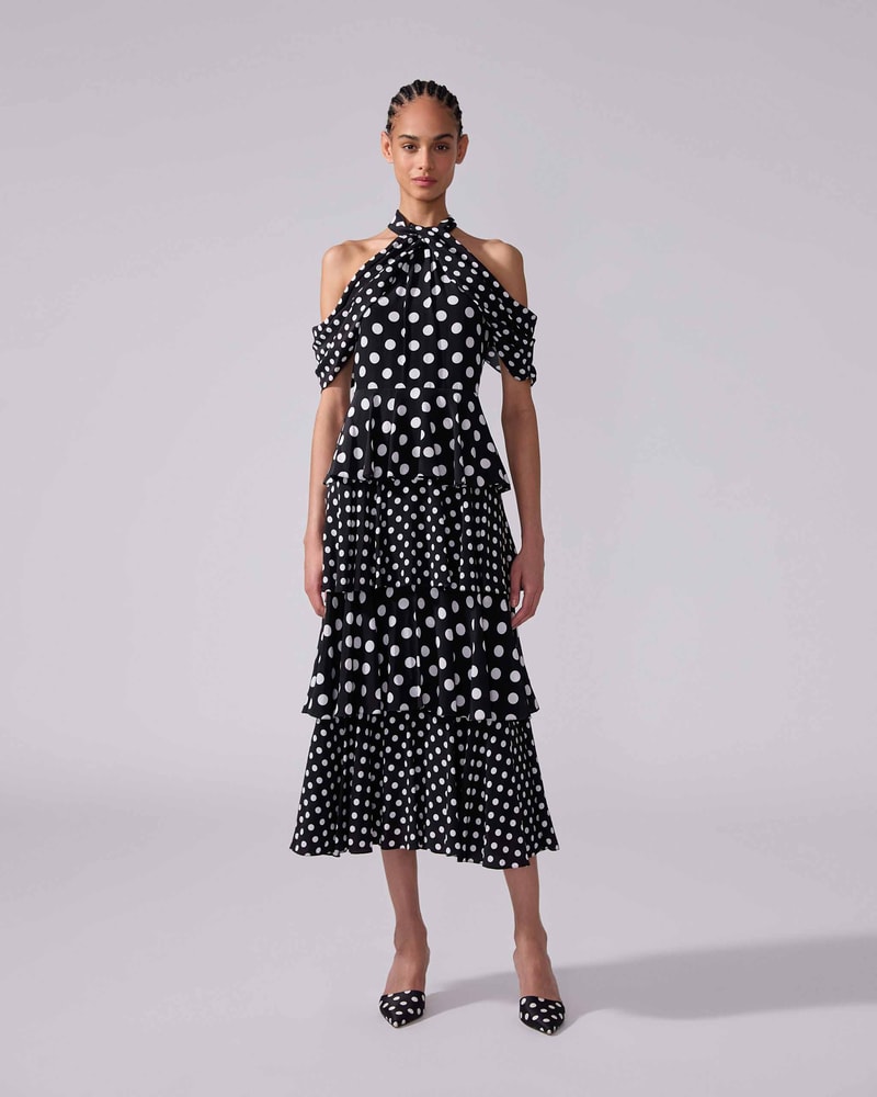 Polka Dot Tiered Midi Dress
