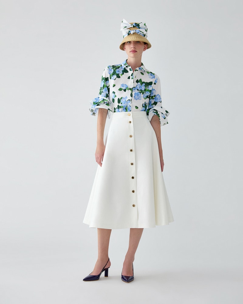 Button-Front Midi Skirt