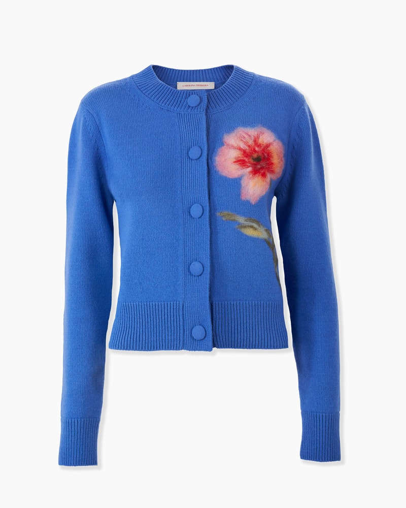 Floral-Embroidered Cardigan