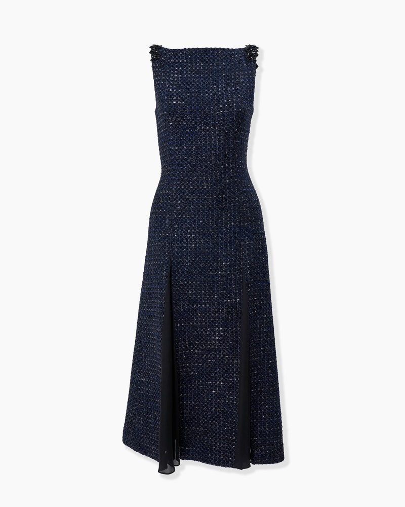 Embroidered Lurex Tweed Dress