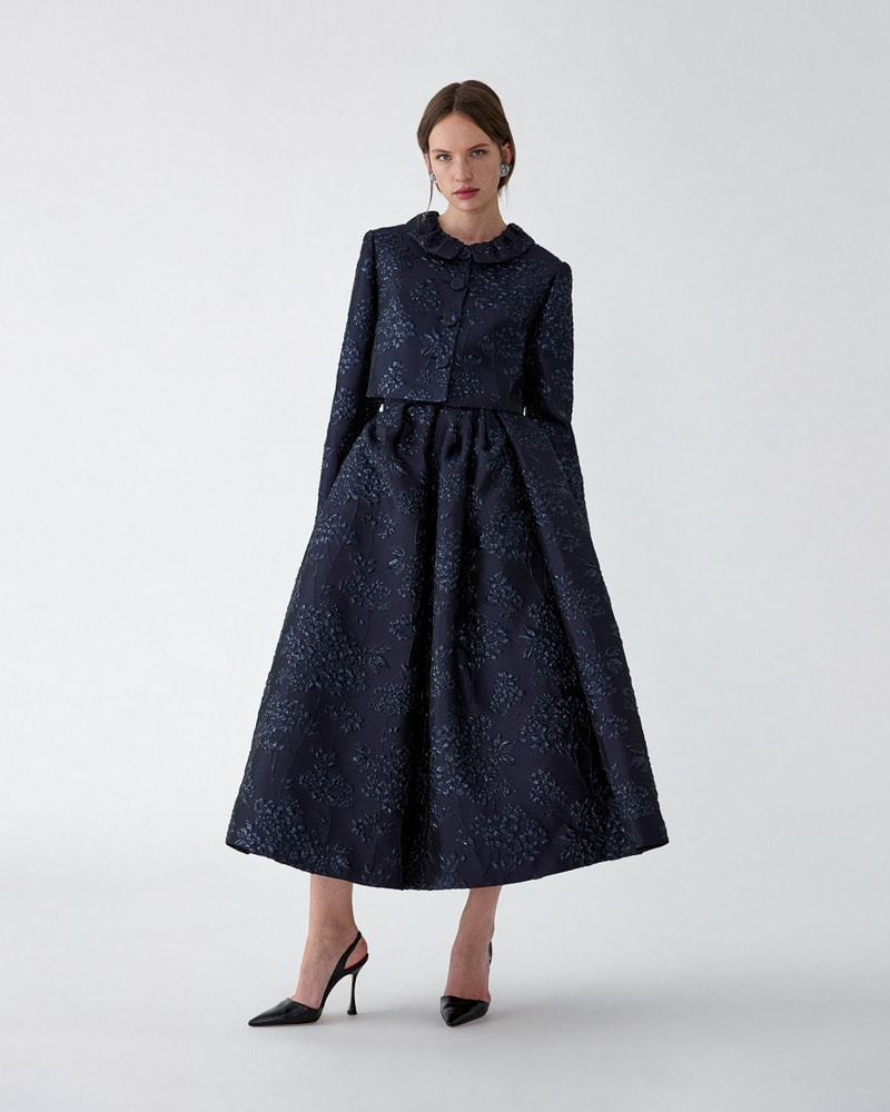 Floral Lurex Jacquard Cropped Jacket