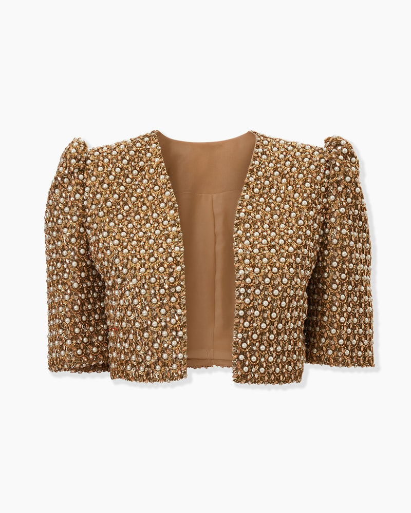 Gold Embellished Cropped Jacket