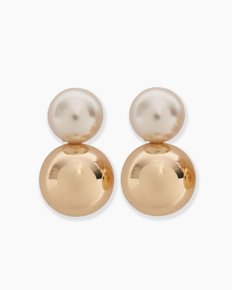 Pearl and Gold Ball Earrings