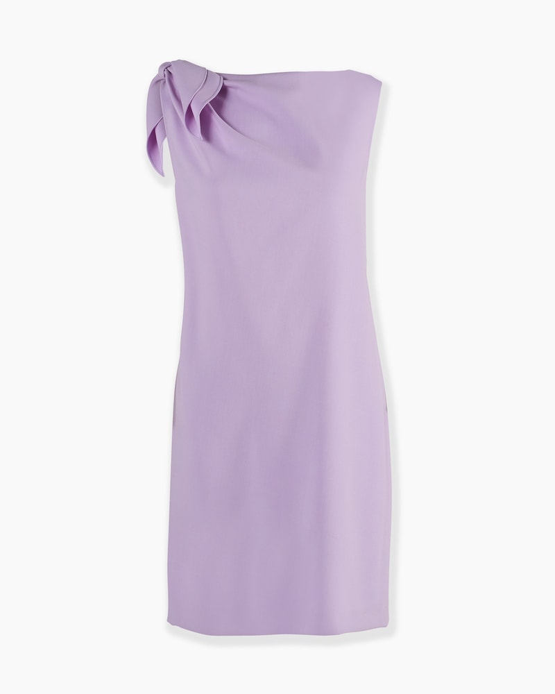 Bow-Shoulder Wool Shift Dress