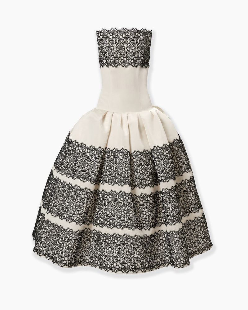 Lace-Trimmed Strapless Gown