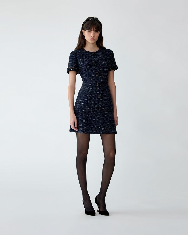 Embroidered Lurex Tweed Mini Dress