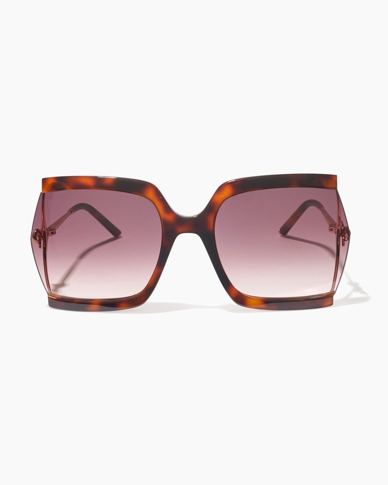 Bow-Embellished Oversized Rectangular Sunglasses