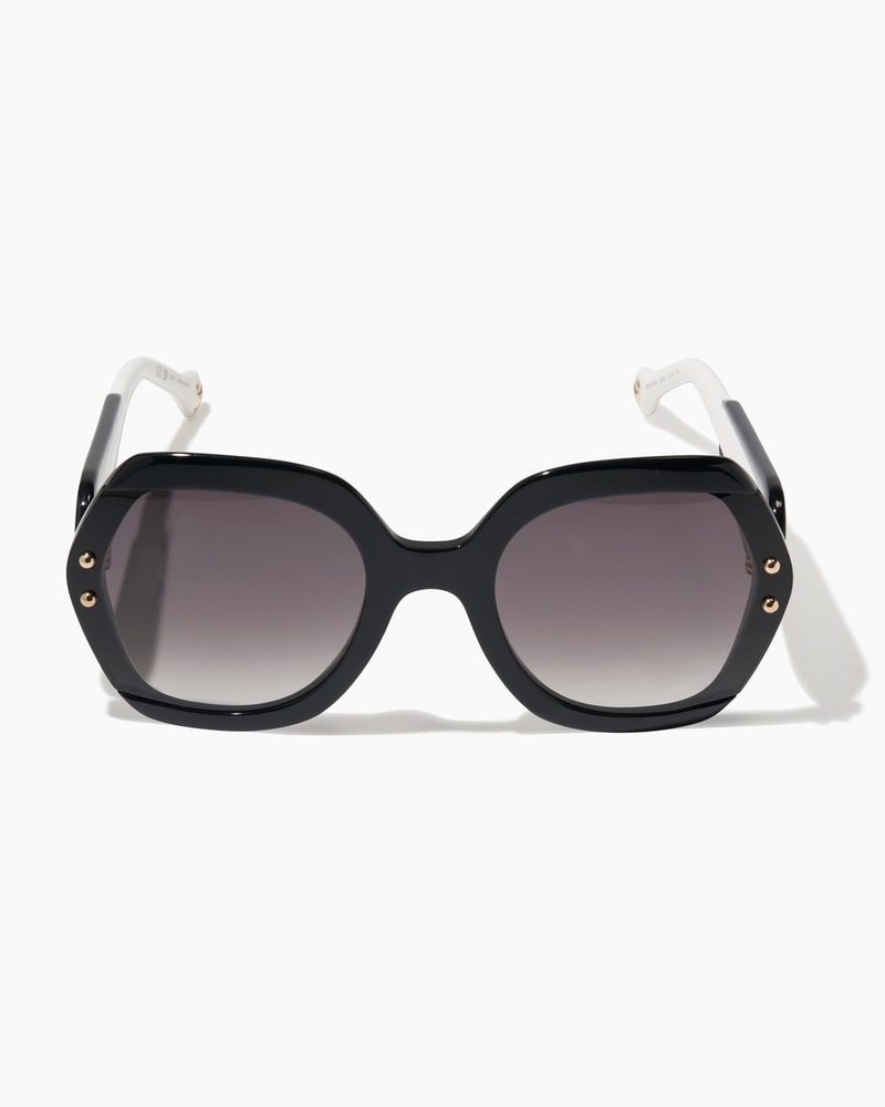 Hexagonal Frame Sunglasses with Contrast Temples