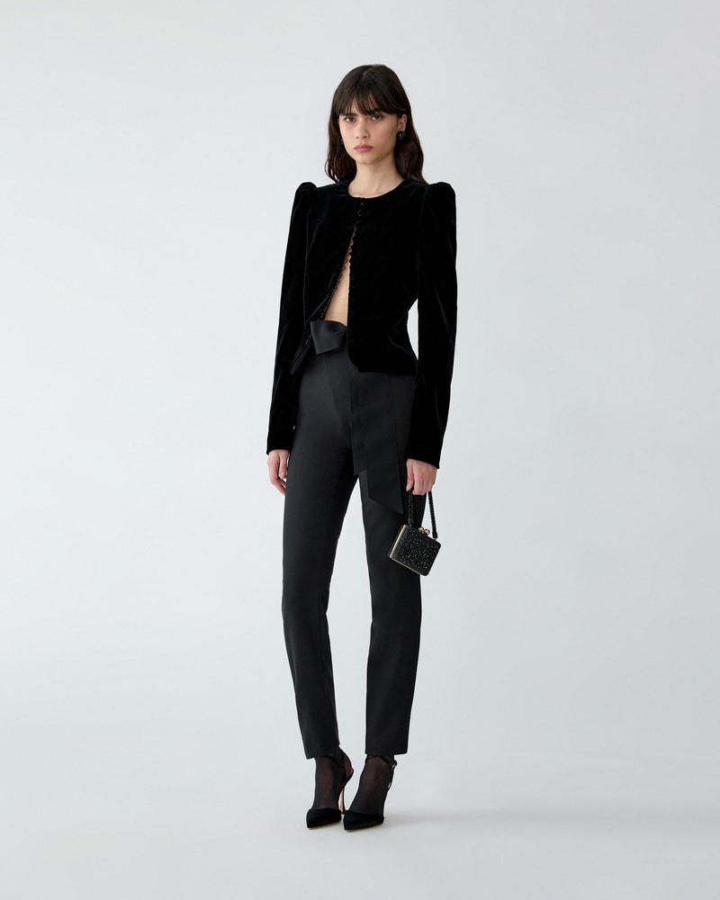 Cropped Stretch Velvet Jacket
