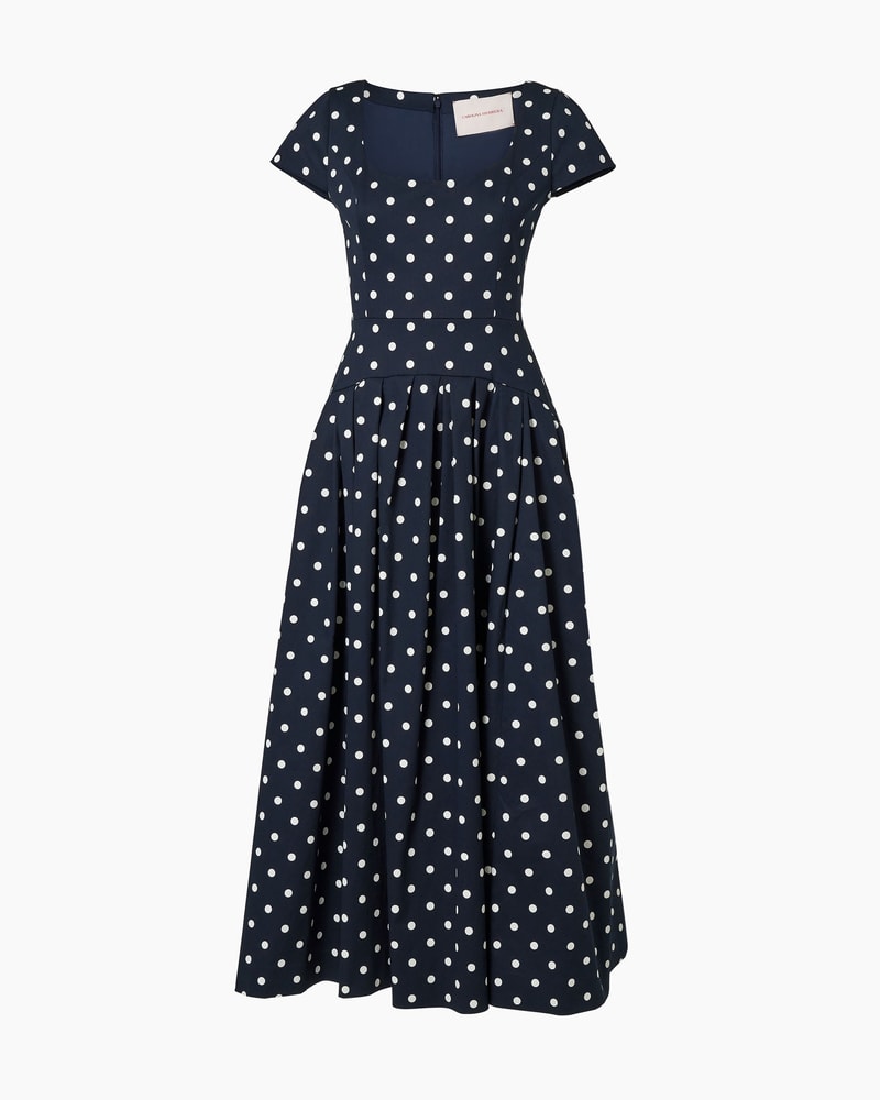 Polka Dot Scoop-Neck Midi Dress