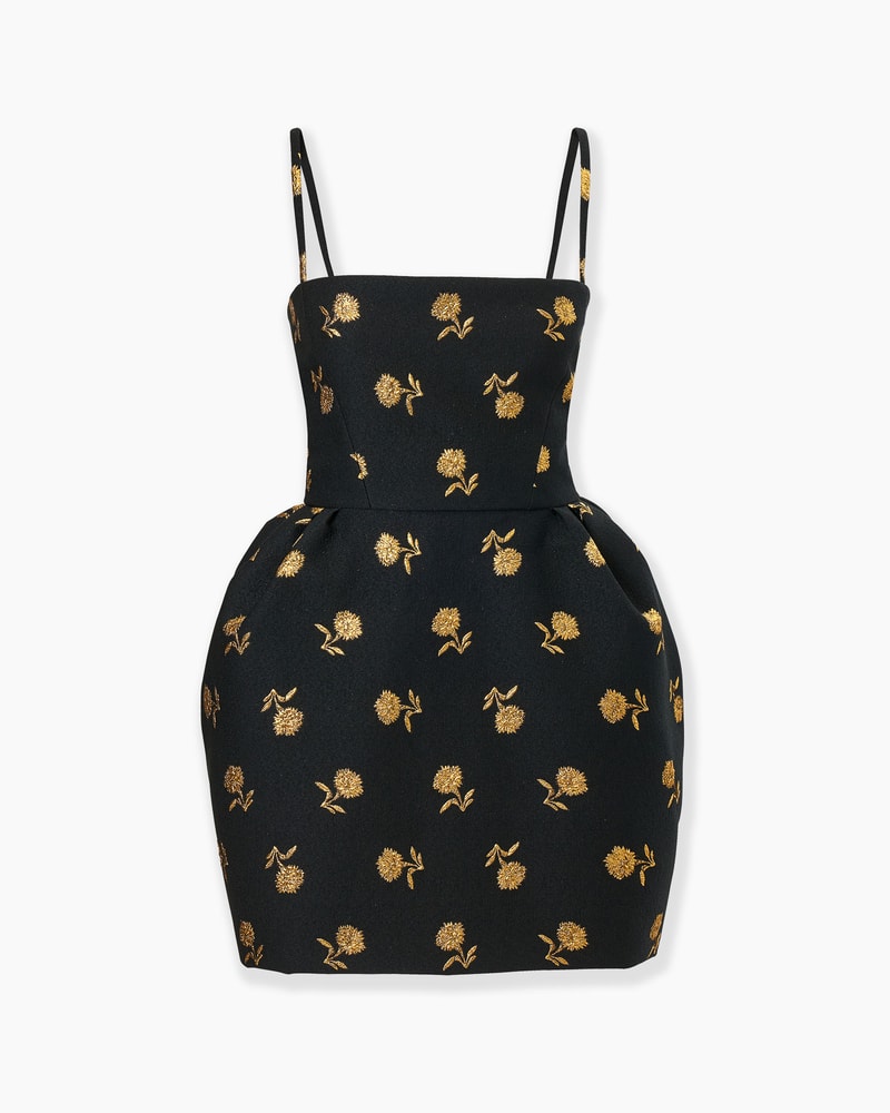 Carnation Jacquard Bell-Shaped Mini Dress
