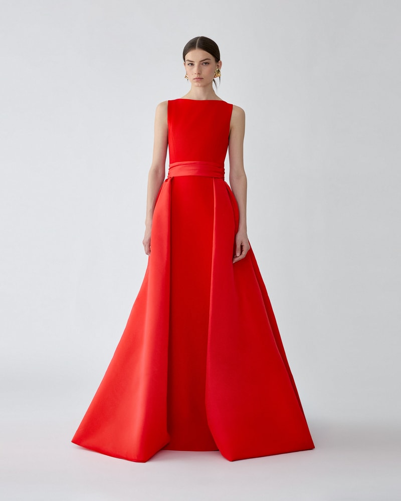 Column Gown with Overskirt