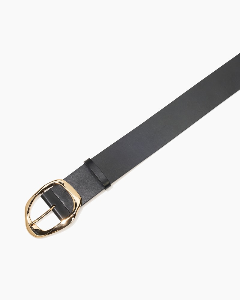 Sculptural Buckle Leather Belt