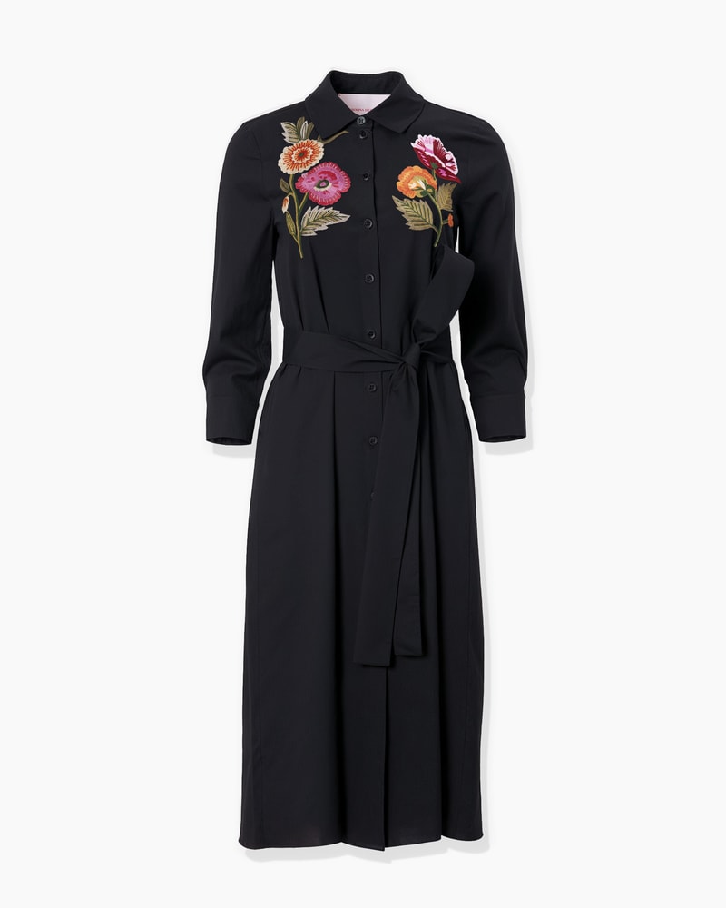 Embroidered Shirt Dress with Belt