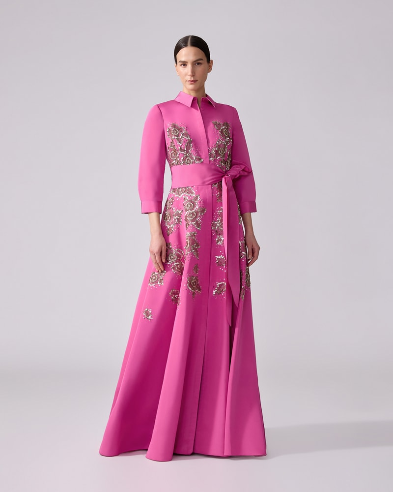 Embroidered Trench Gown