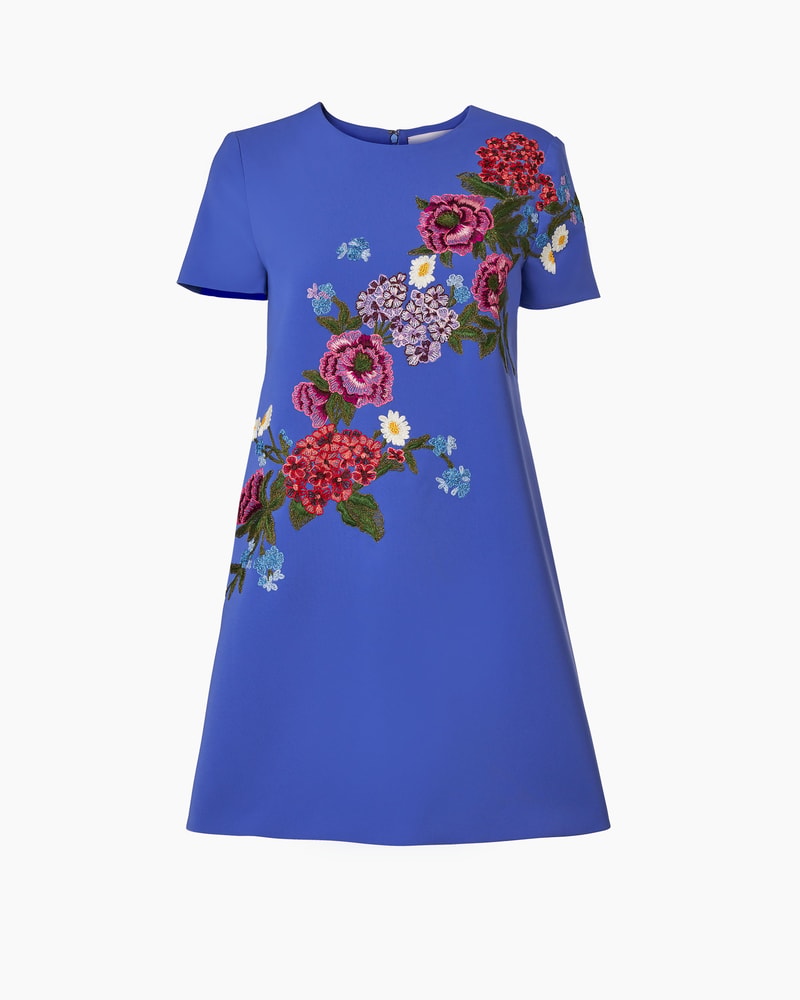 Floral-Embroidered Mini Dress