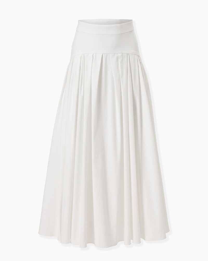 Drop Waist Pleated Midi Skirt