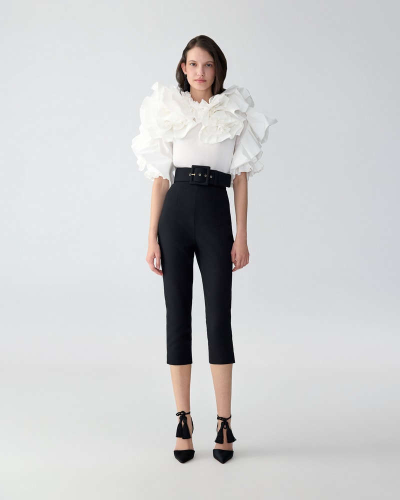 Draped Floral Ruffled Top