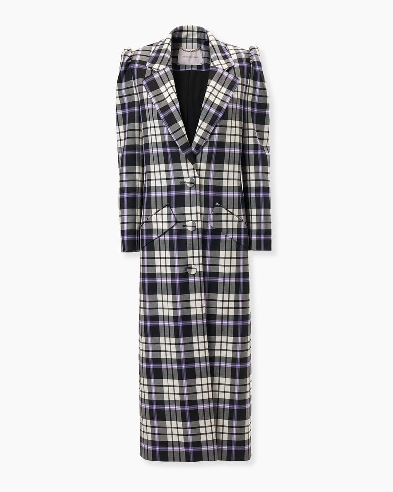 Plaid Single-Breasted Coat