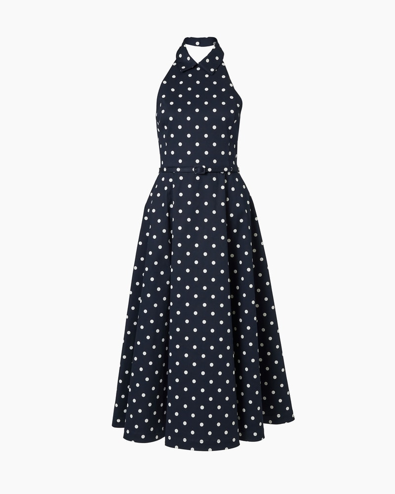 Polka Dot Halterneck Midi Dress