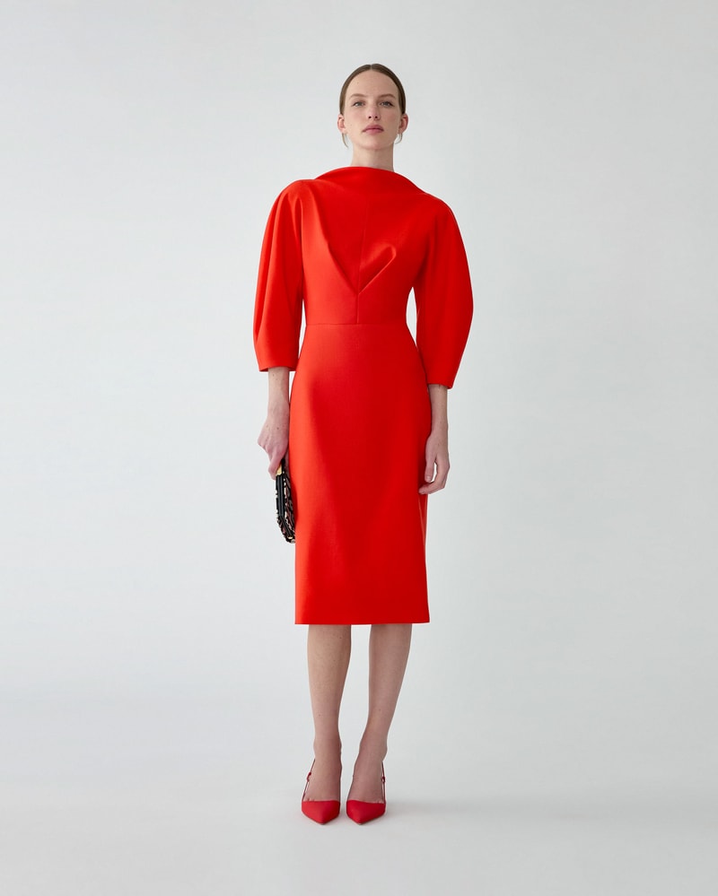 Draped-Neck Sheath Dress
