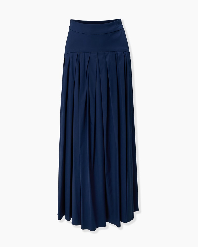 Drop Waist Pleated Midi Skirt