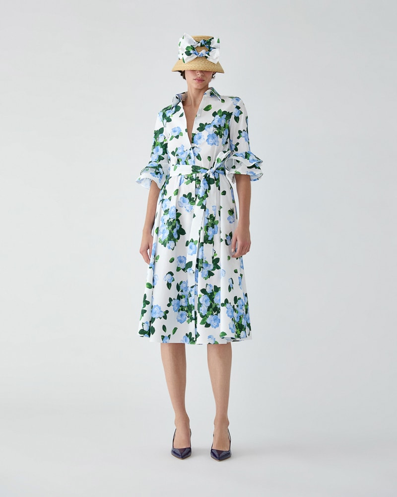 Rose-Print Shirt Dress