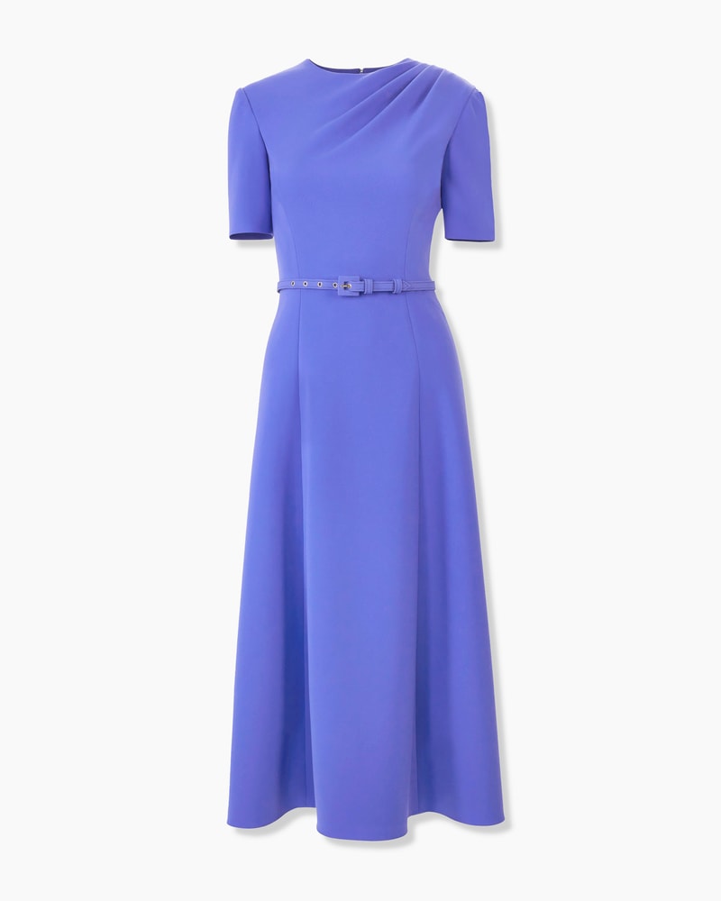 Draped Midi Dress with Belt