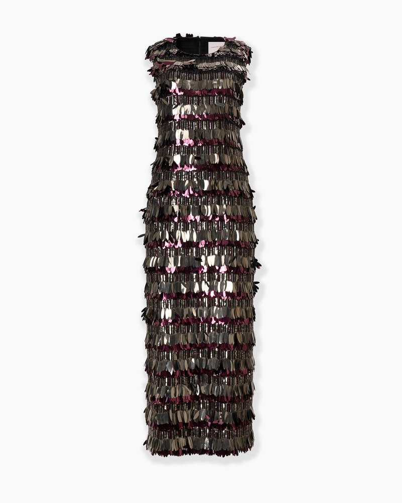 Sequin-Embroidered Ankle-Length Dress