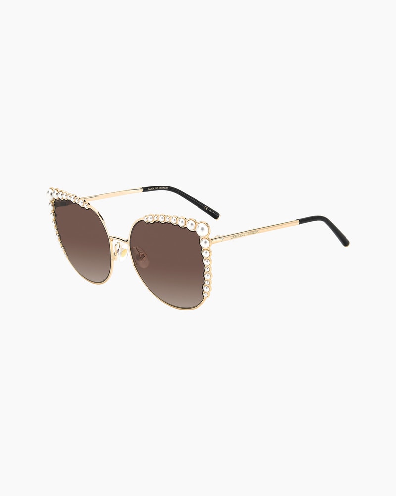 Pearl-Frame Oversized Round Sunglasses