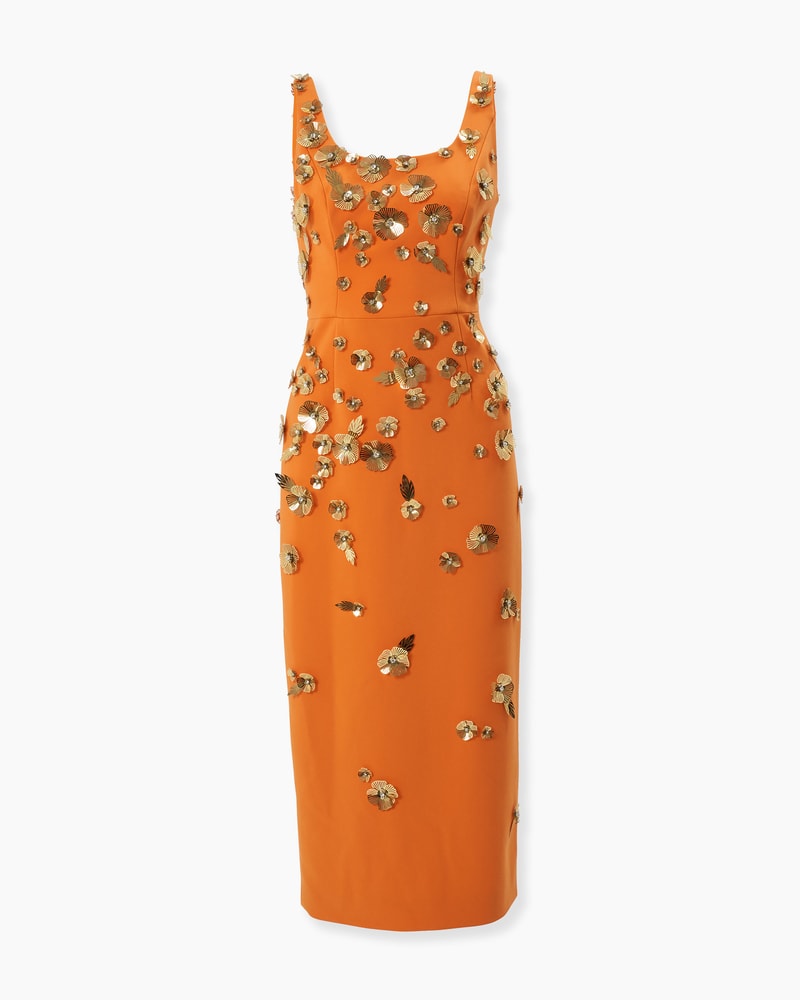 Olive-Branch Embellished Midi Dress