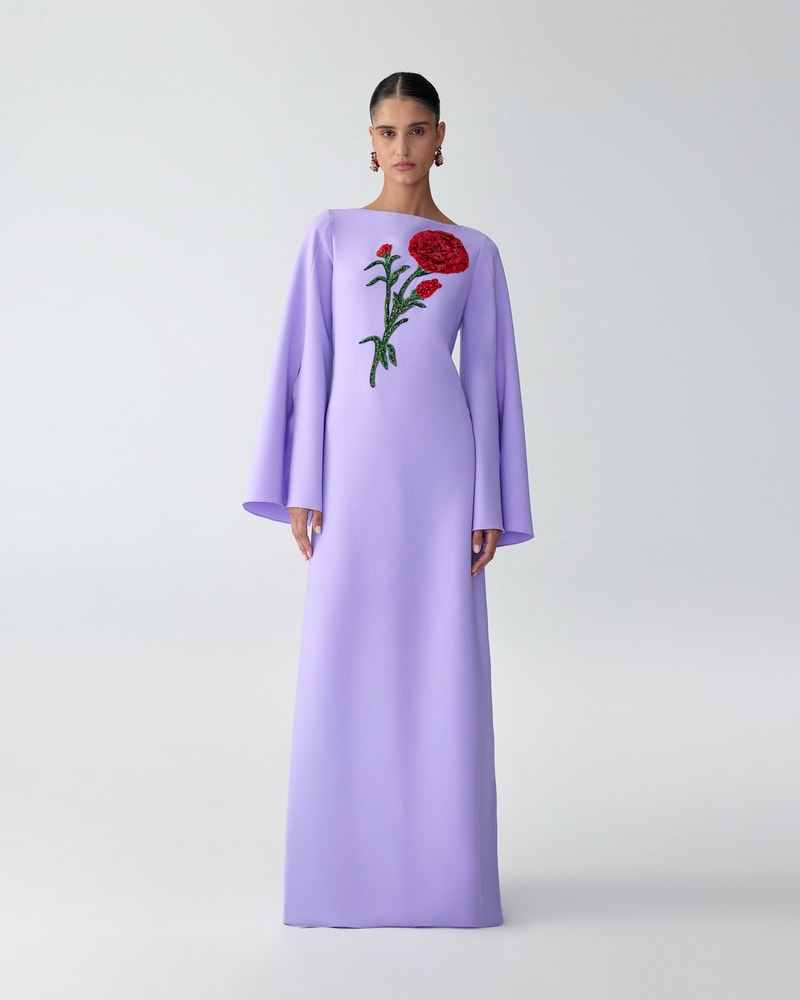Carnation-Embroidered Caftan
