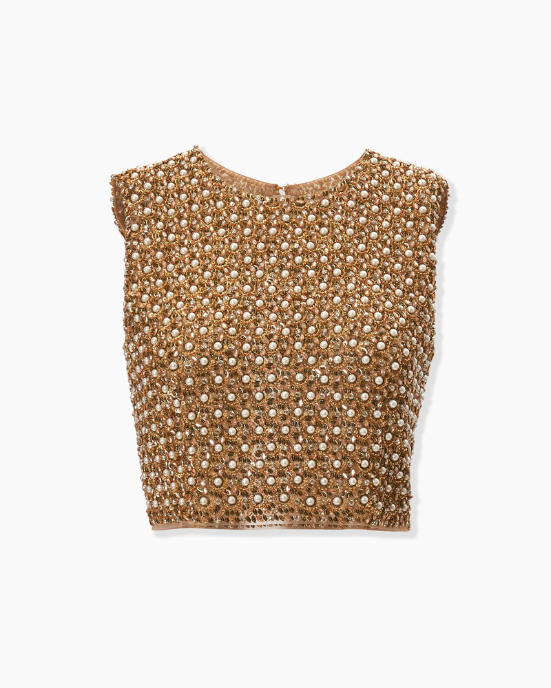 Gold Embellished Cropped Top