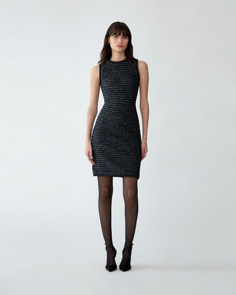Sequined Knit Tweed Dress