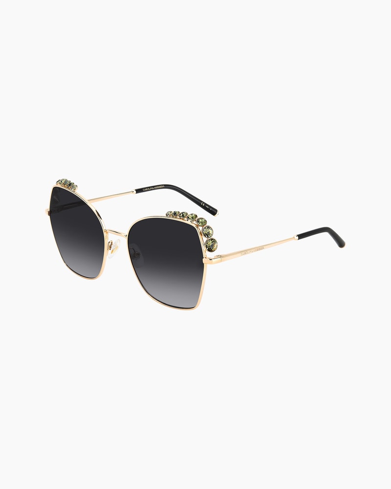 Crystal-Embellished Oversized Round Metal Sunglasses