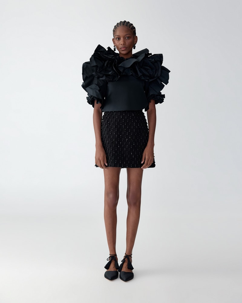 Crystal-Embroidered Mini Skirt