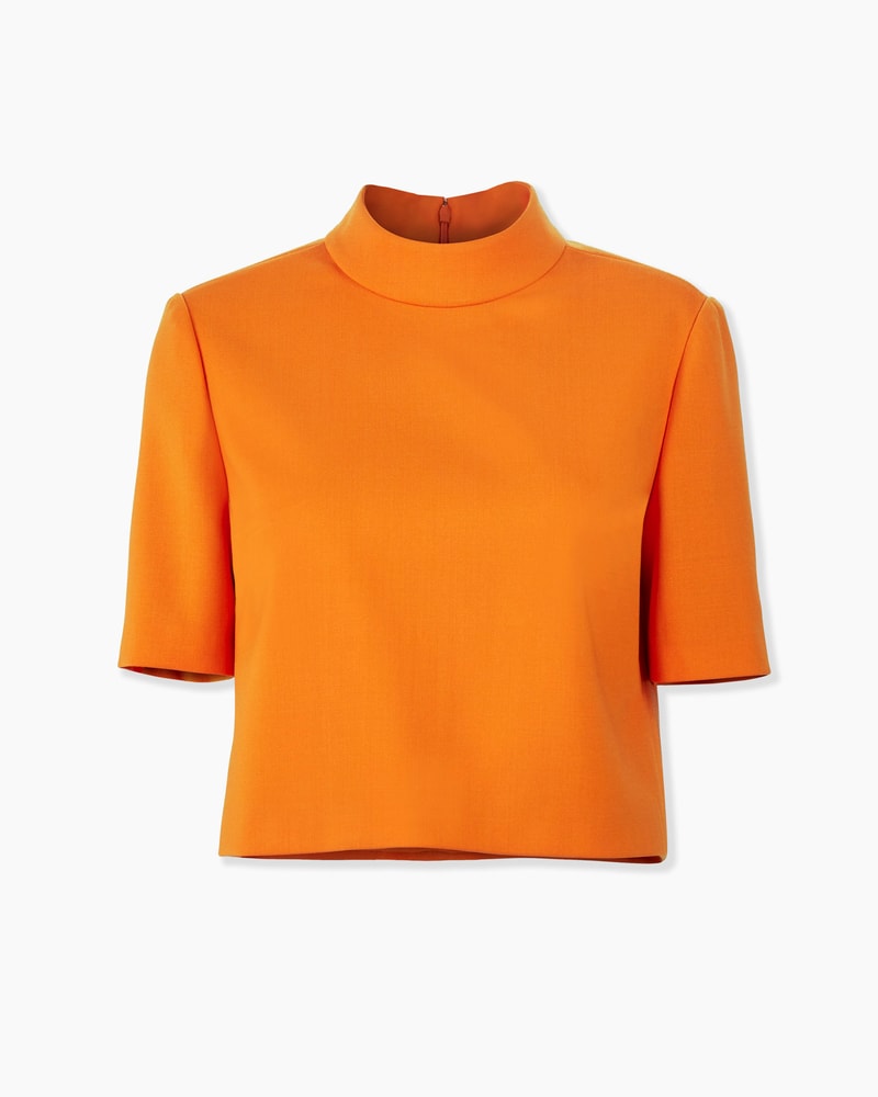 Short-Sleeve Mock Neck Top