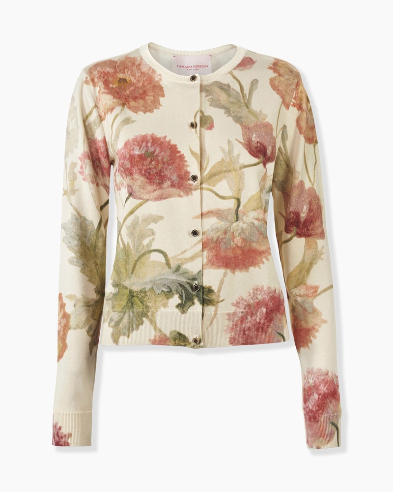Poppy-Print Cardigan