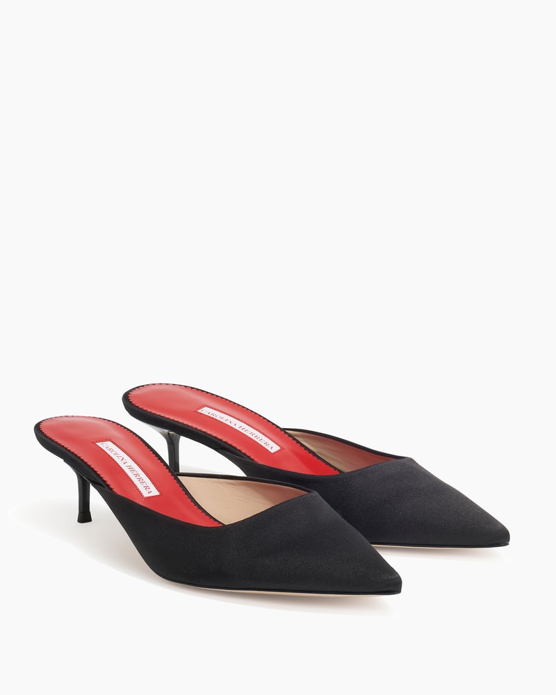 Satin Kitten Heel Mule