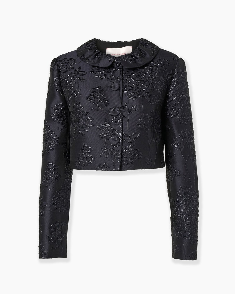Floral Lurex Jacquard Cropped Jacket