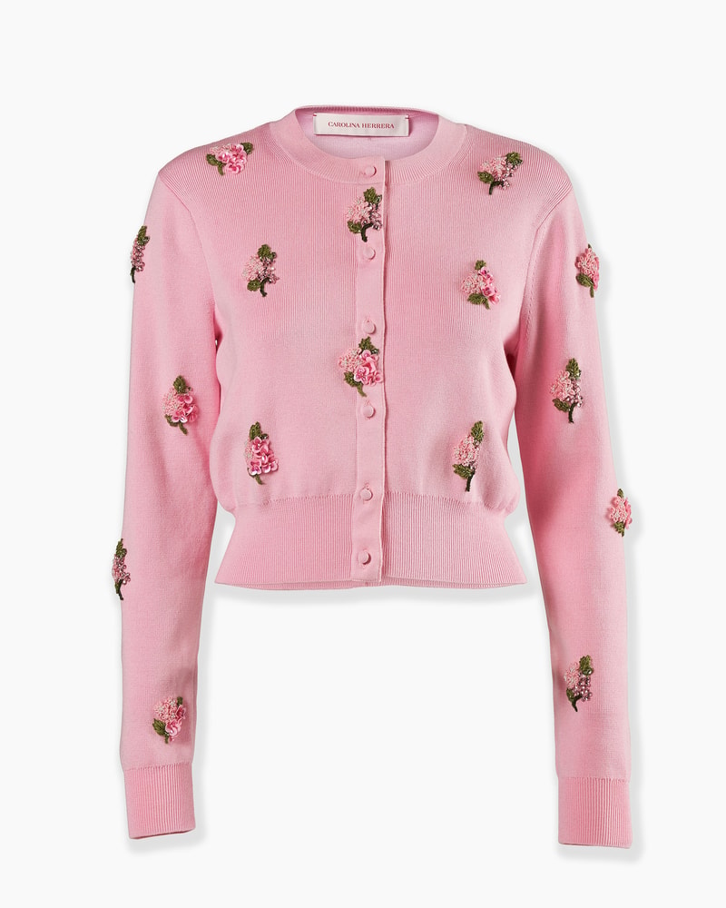 Floral-Embroidered Cardigan
