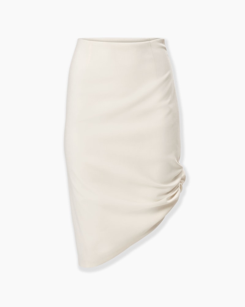 Asymmetric Gathered Knee-Length Skirt