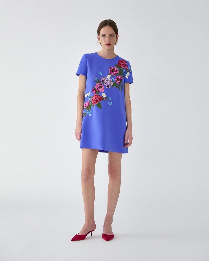 Floral-Embroidered Mini Dress