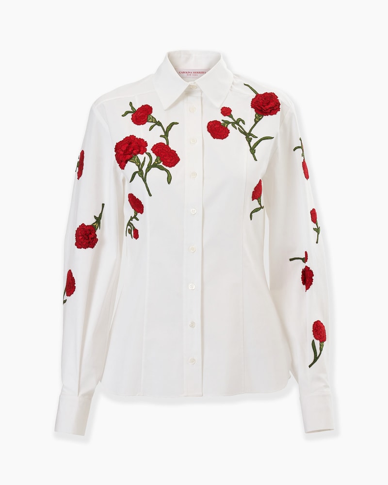 Carnation-Embroidered Shirt