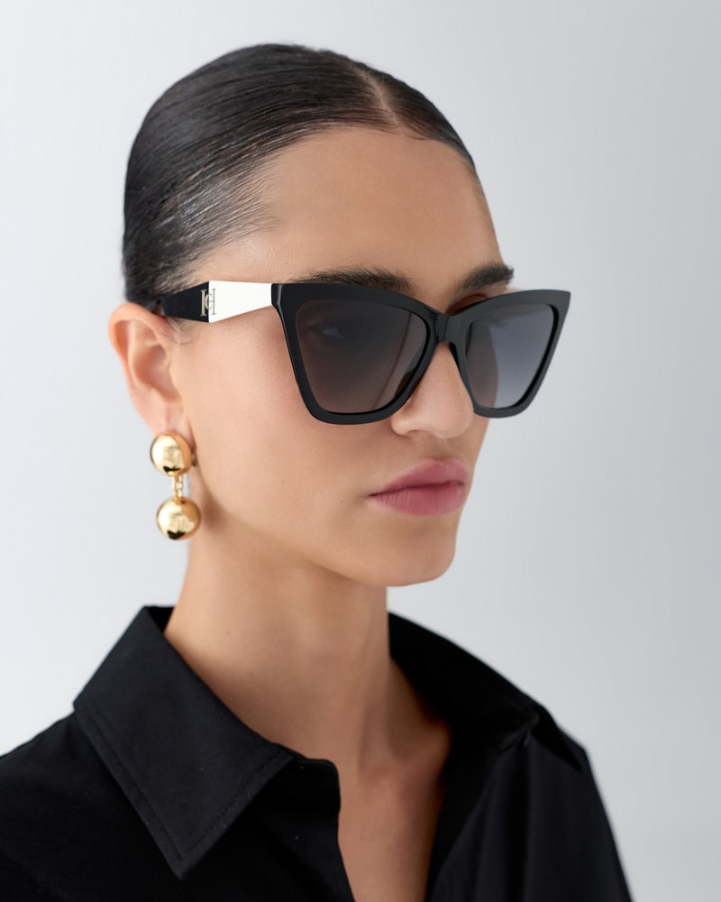 Cat Eye Sunglasses with Contrast Temples