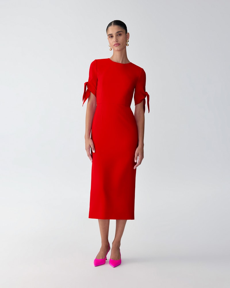 Tie-Sleeve Midi Dress