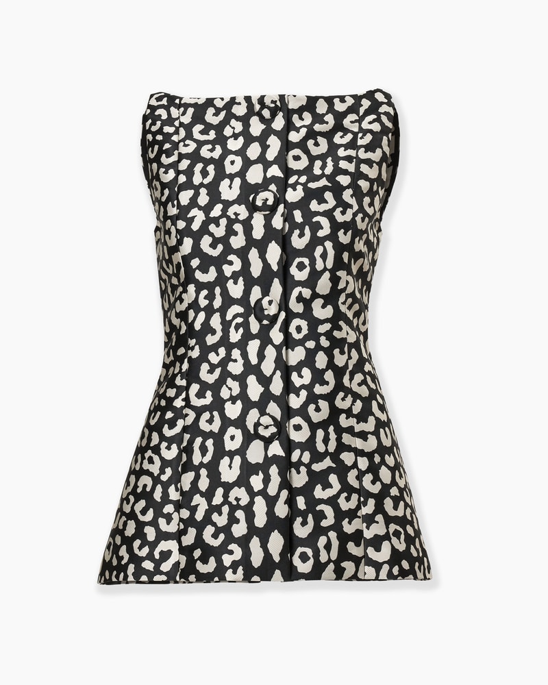 Leopard Spot Jacquard Boat-Neck Top