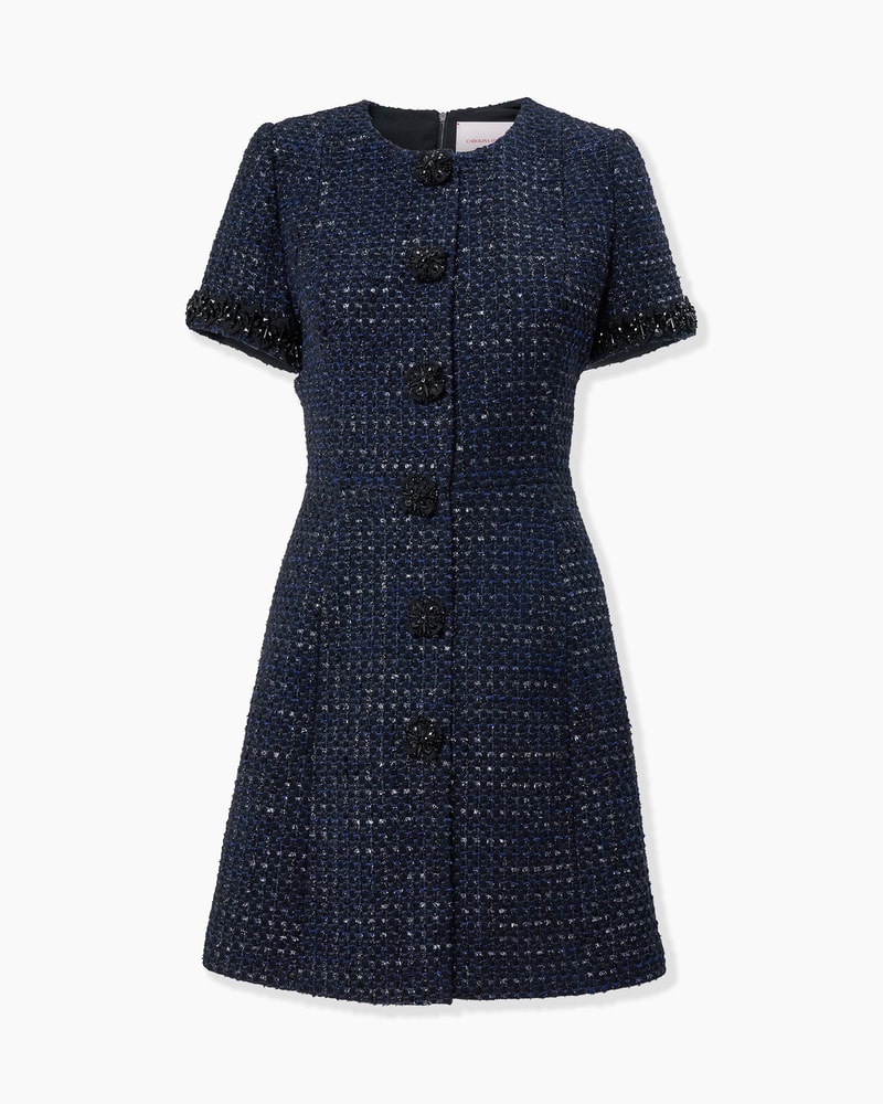 Embroidered Lurex Tweed Mini Dress