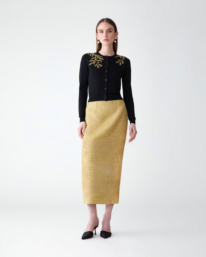Lurex Tweed Midi Skirt