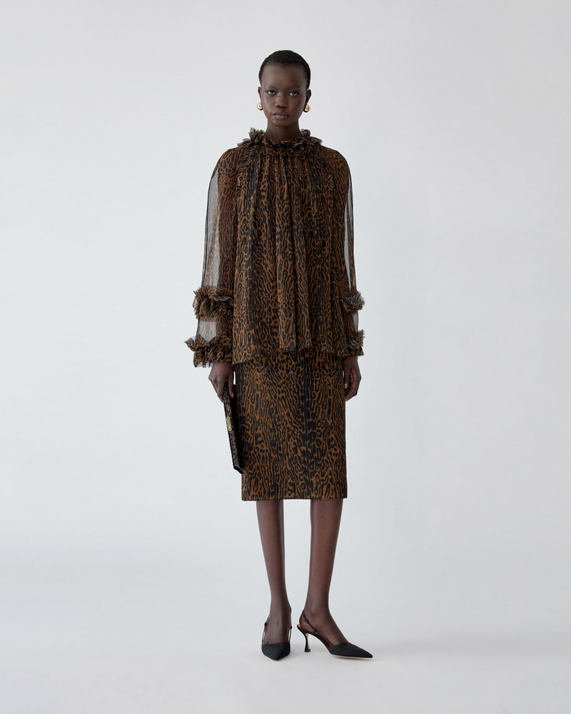 Leopard Print Chiffon Skirt